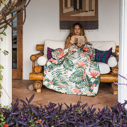 Puffer Blanket: Palms/Pink
