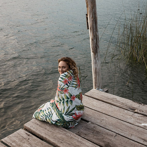 Puffer Blanket: Palms/Pink
