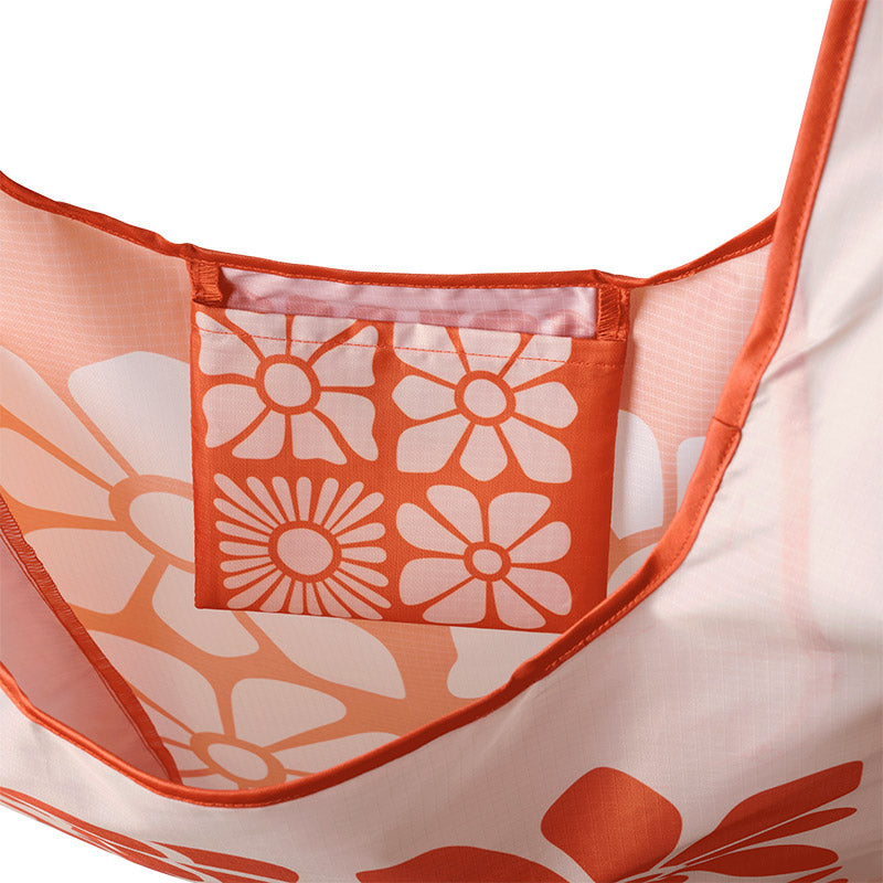 Pocket Tote: Big Flower B/Ex Orange