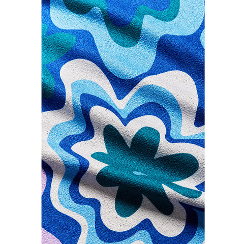 Mini Towel: Groovy Flowers Blue Green