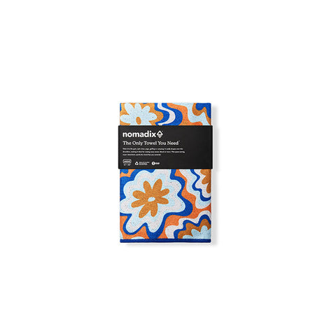 Mini Towel: Groovy Flowers Blue Orange